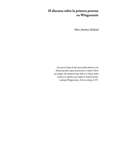 El discurso sobre la primera persona en Wittgenstein
