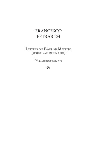 Letters on Familiar Matters (Rerum familiarium libri), Volume 2