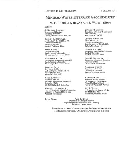 Mineral-Water Interface Geochemistry
