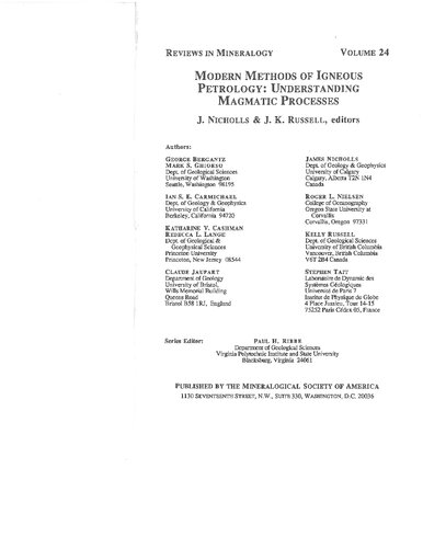 Modern Methods of Igneous Petrology - Understanding Magmatic Processes