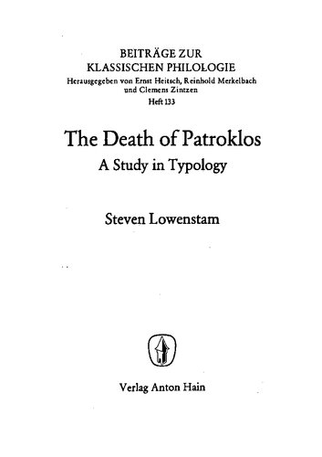 The Death of Patroklos: a Study in Typology