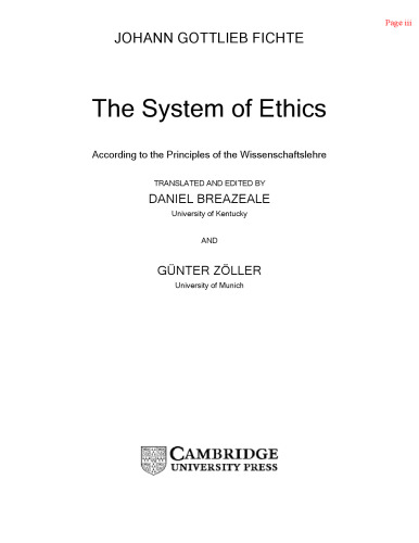 Fichte: The System of Ethics