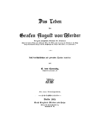 Das Leben des Grafen August von Werder, Königlich preußischen Generals der Infanterie