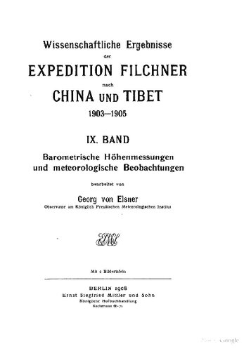 Barometrische Höhenmessungen und meteorologische Beobachtungen