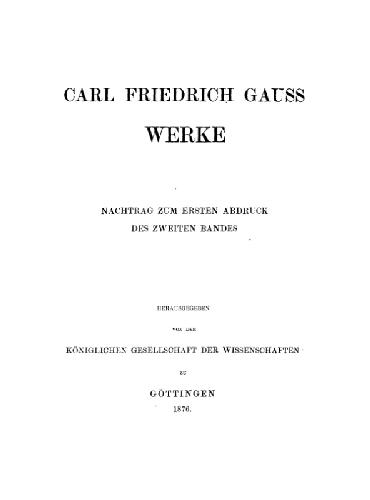 Werke. Nachtrag zum ersten Abdruck