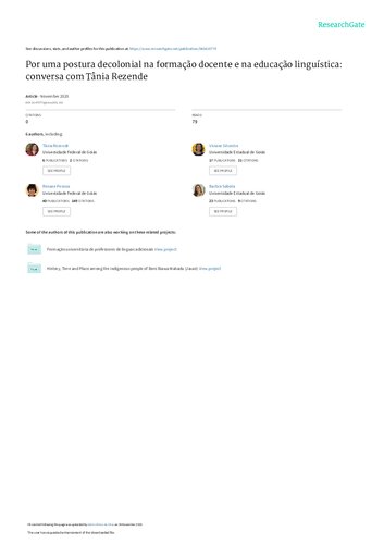 Por uma postura decolonial na formação docente e na educação linguística: conversa com Tânia Rezende