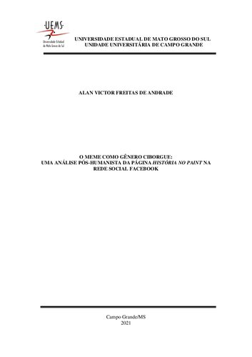 O meme como gênero ciborgue: uma análise pós-humanista da página História No Paint na rede social Facebook