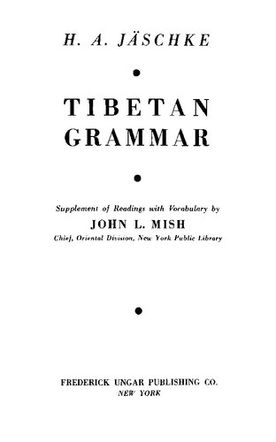 Tibetan grammar: supplement of readings with vocabulary