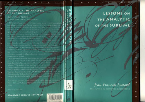 Lessons on the Analytic of the Sublime (Meridian: Crossing Aesthetics)