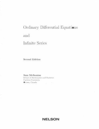 Ordinary Differential Equations and Infinite Series