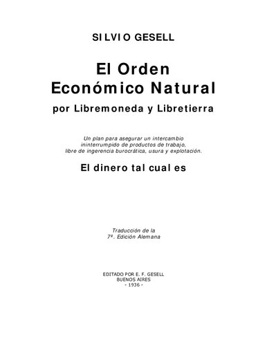 El Orden Económico Natural (Parte I)