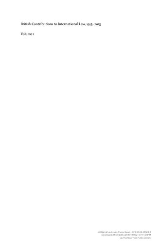 British Contributions to International Law, 1915-2015 (Set): An Anthology Set