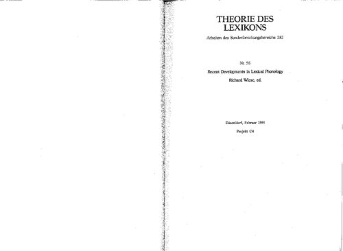 Recent Developments in Lexical Phonology