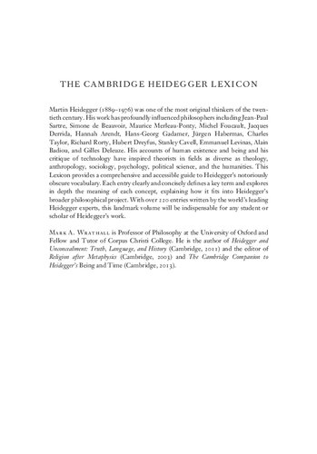 The Cambridge Heidegger Lexicon
