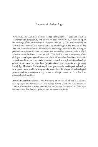 Bureaucratic Archaeology: State, Science and Past in Postcolonial India