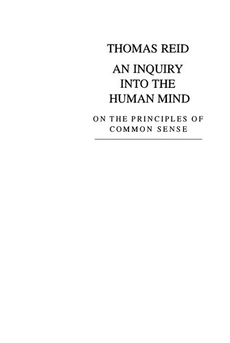 An Inquiry into the Human Mind, on the Principles of Common Sense