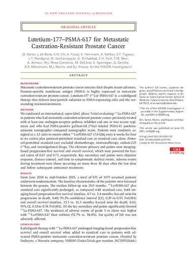 Lutetium-177–PSMA-617 for Metastatic Castration-Resistant Prostate Cancer