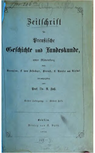 Zeitschrift für preußische Geschichte und Landeskunde