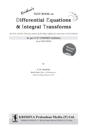 Textbook on Differential Equations & Integral Transforms