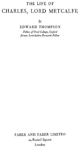 The life of Charles, Lord Metcalfe. [With table].