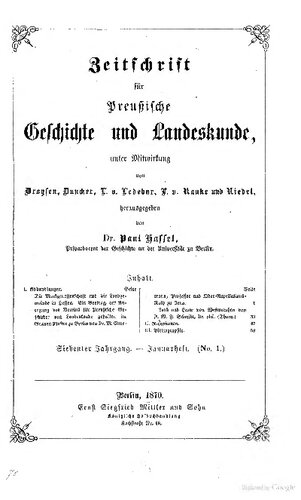 Zeitschrift für preußische Geschichte und Landeskunde