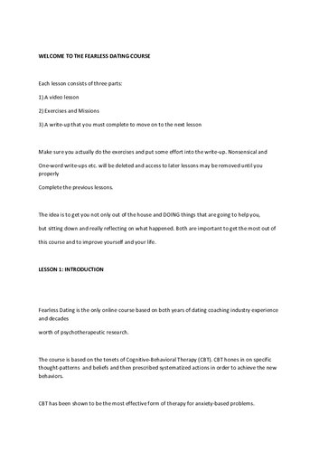 Welcome to the Fearless Dating Course