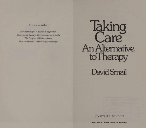 Taking Care An Alternative to Therapy