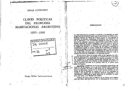 Claves políticas del problema habitacional argentino