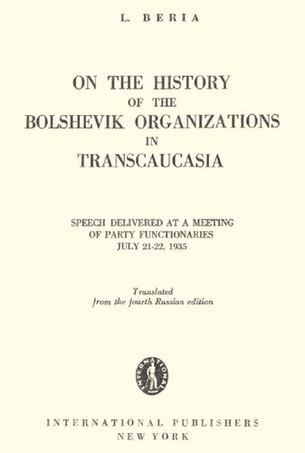 On the History of the Bolshevik Organizations in Transcaucasia