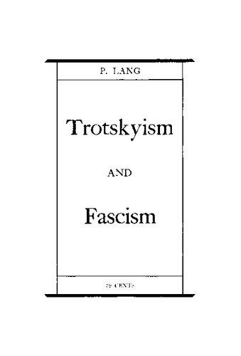 Trotskyism and Fascism: The Anti-Communist Trial in Leipzig and the Trial of the Terrorists in Moscow