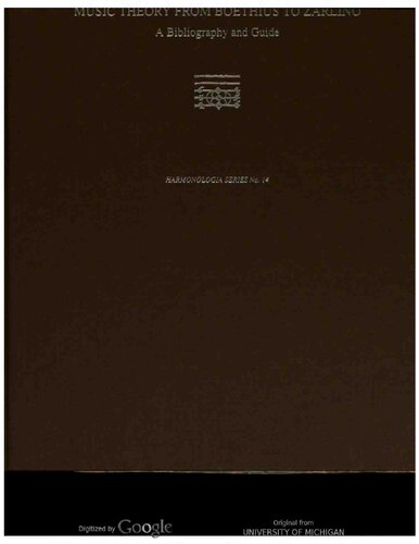 Music Theory from Boethius to Zarlino: A Bibliography and Guide (HARMONOLOGIA)