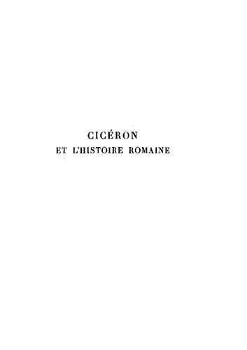 Cicéron et l'histoire romaine