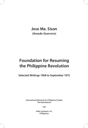 Foundation for Resuming the Philippine Revolution: Selected Writings, 1968 to 1972