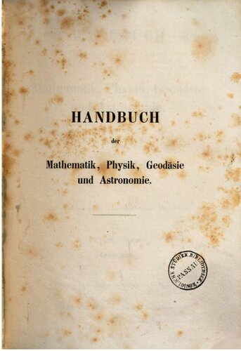 Handbuch der Mathematik, Physik, Geodäsie und Astronomie