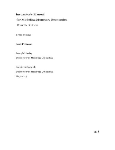 Modeling Monetary Economies - Solutions Manual