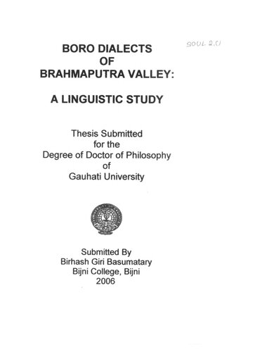 Boro dialects of Brahmaputra valley: a linguistic study