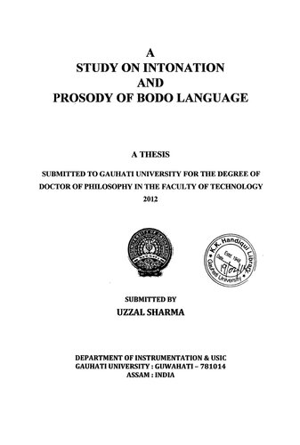 A study on intonation and prosody of Bodo language