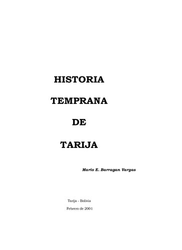 Historia temprana de Tarija