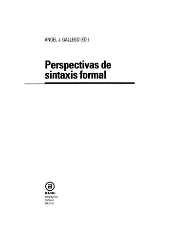 Perspectivas de sintaxis formal