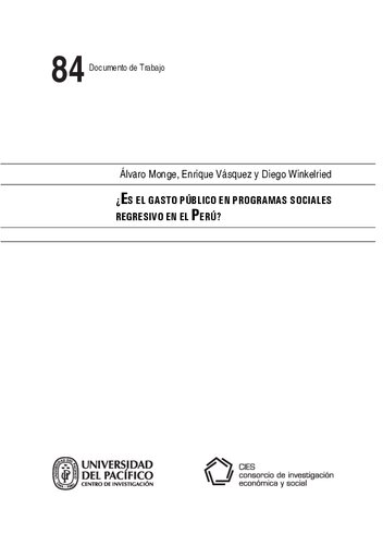 ¿Es el gasto público en programas sociales regresivo en el Perú?