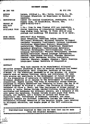 Bilingual Education: An Experience in Peruvian Amazonia