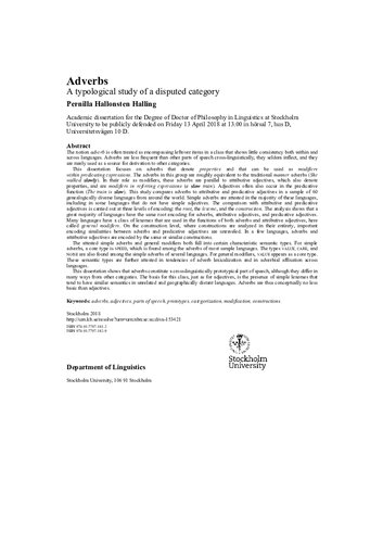Adverbs : a typological study of a disputed category