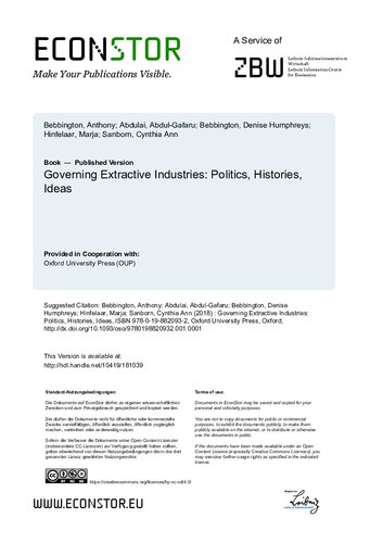 Governing Extractive Industries: Politics, Histories, Ideas