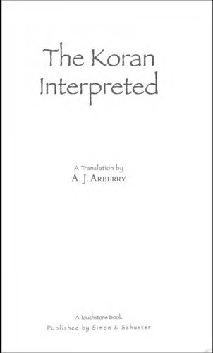 The Koran Interpreted: A Translation