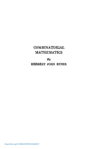 Combinatorial Mathematics