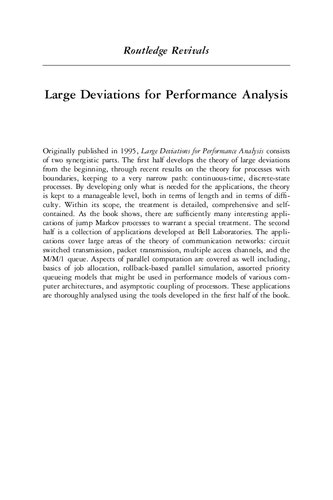 Large Deviations for Performance Analysis Queues, Communication and Computing