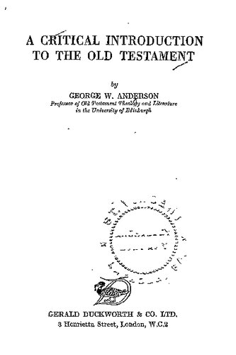 A Critical Intoduction to the Old Testament