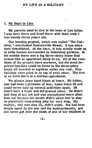 My Life as a Militant