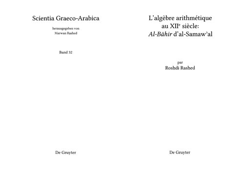 L’algèbre arithmétique au XIIe siècle: Al-Bâhir d’al-Samaw'al