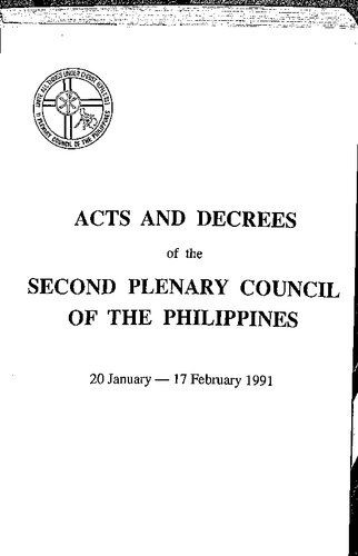 Acts and Decrees of the Second Plenary Council of the Philippines